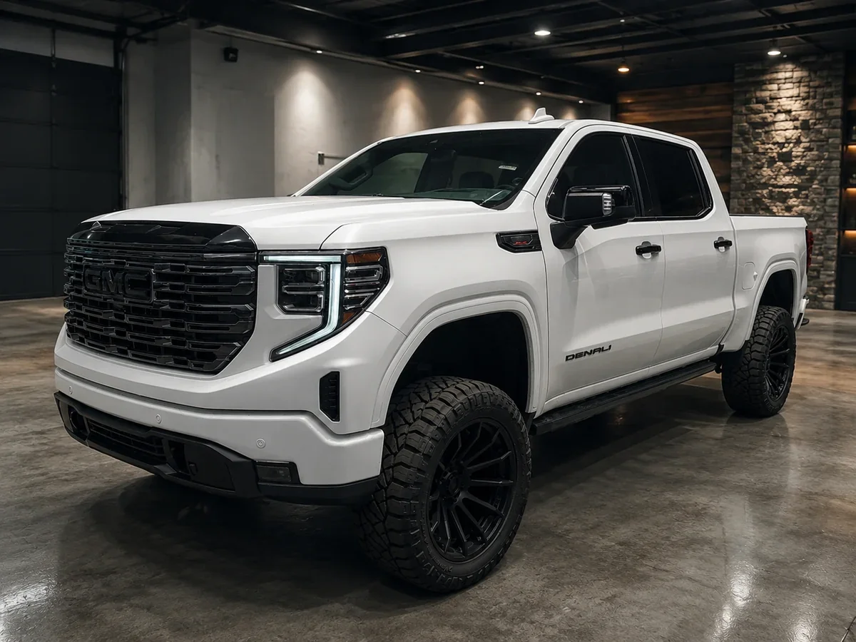 Lifted 2026 GMC Sierra 1500 Denali on 6 inch Rough Country lift with Fuel Forged 22 inch wheels and 35 inch Nitto Ridge Grapplers