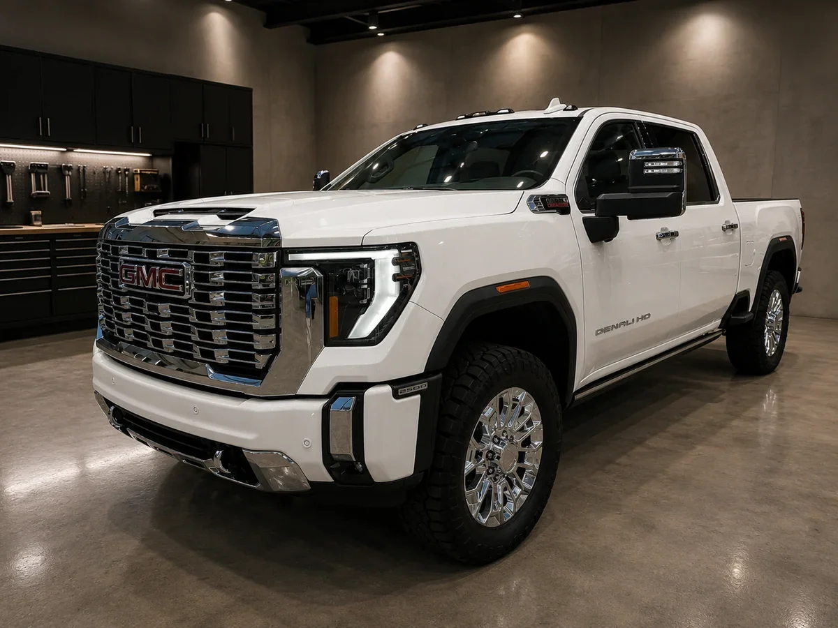 2026 GMC Sierra 2500 HD Denali on 22 inch polished chrome wheels and 37 inch Nitto Ridge Grapplers