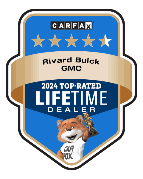 Carfax 2024 Top-Rated Lifetime Dealer badge for Rivard Buick GMC
