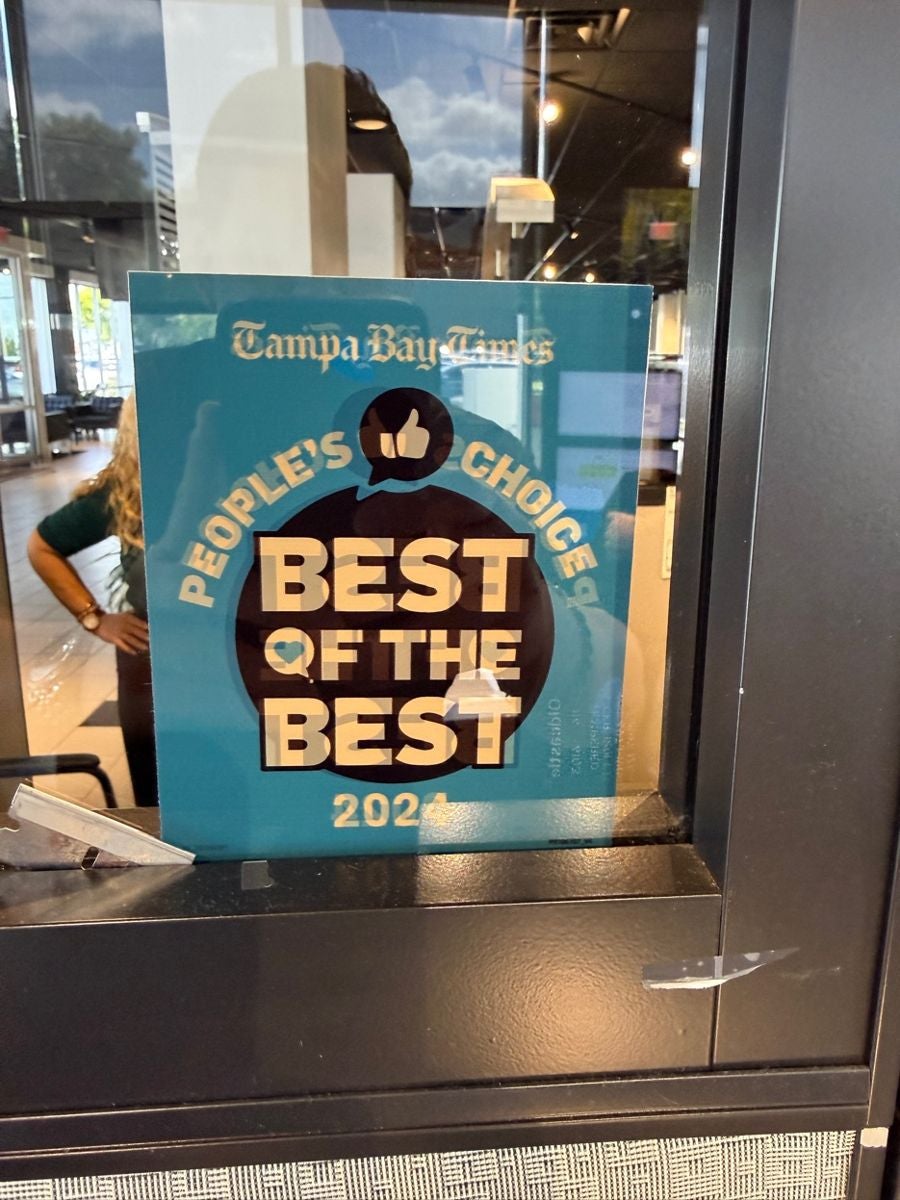 Tampa Bay Times People's Choice Best of the Best 2024 award displayed at Rivard Buick GMC