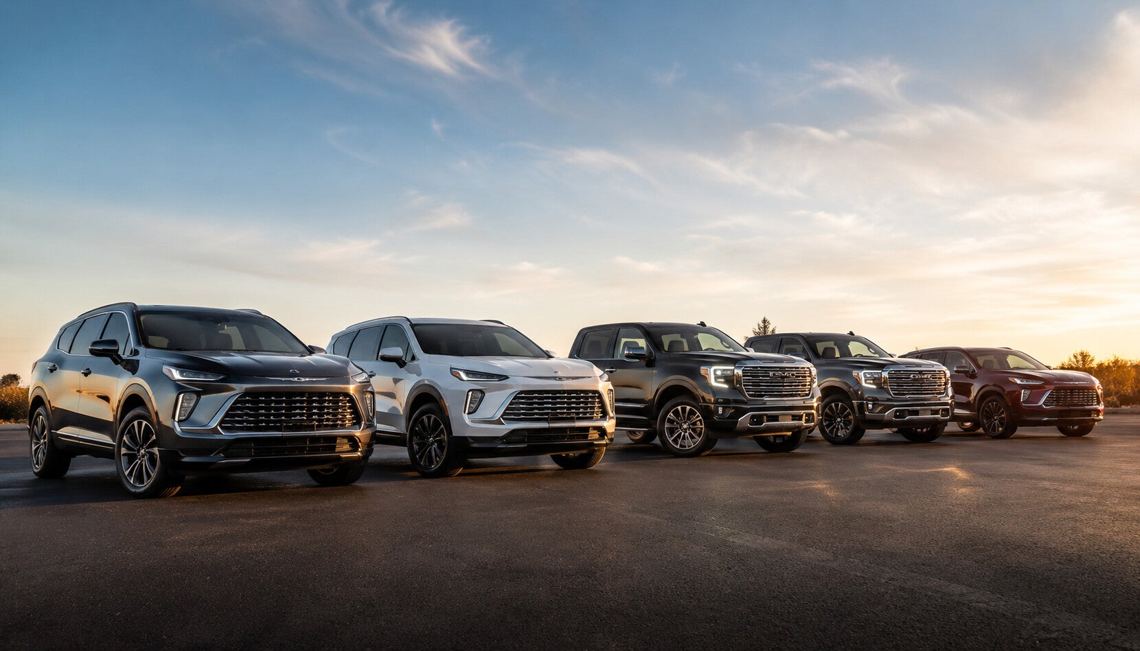 Lineup of new Buick and GMC SUVs and trucks at Rivard Buick GMC in Tampa, FL eligible for the GM Supplier of the Year discount